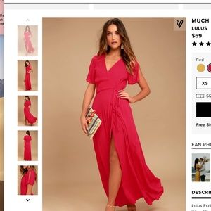 Never Worn "Much Obliged Red Wrap Maxi Dress"